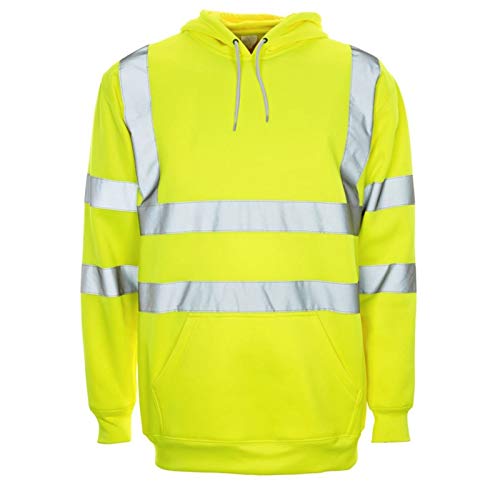 Janisramone Herren Hi Vis Reflektierend Sichtweite Kapuzenpulli Kontrast Patch Vlies Sweatshirt Arbeit Kapuzen Pullover Jacke von Janisramone