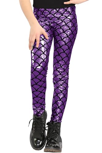 Janisramone Mädchen Kinder Neu Meerjungfrau Fisch Skala Holographisch Schlank Passen Metallisch Gamaschen Dünn Disko Hose von Janisramone