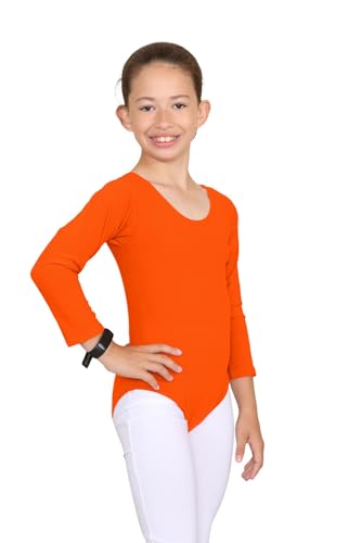 Janisramone Mädchen Kinder Neu Plain Lange Ärmel Runden Hals Mikrofaser Strecken Tanz Gymnastik Trikot Bodysuit Oben von Janisramone