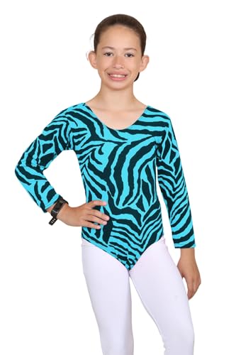 Janisramone Mädchen Kinder Neu Zebra Drucken Lange Ärmel Gymnastik Strecken Tanz Gymnastik Trikot Bodysuit Oben von Janisramone