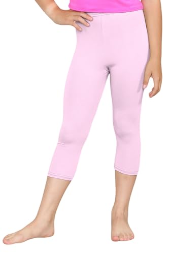 janisramone® Mädchen Capri Leggings Einfarbig 3/4 Mädchen Leggings Stretchy Elastische Taille Cropped Leggings Skinny Mädchen Strumpfhose Sommer Kinder Leggings Mädchen Sport Leggings, babyrosa, 11-12 von Janisramone