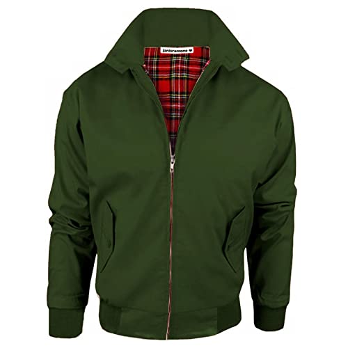 janisramone Herren Jungen Wintermantel mit Reißverschluss, klassisch, Retro-Scooter, 1970er-Jahre, Vintage-Bomber, Harrington-Jacke, Khaki, khaki, 4XL von Janisramone