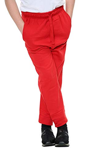 janisramone Kinder Fleece-Hose Mädchen Jungen Uni Basic Jogger Sport Casual Schule PE Trainingshose Gr. 13 Jahre, rot von Janisramone