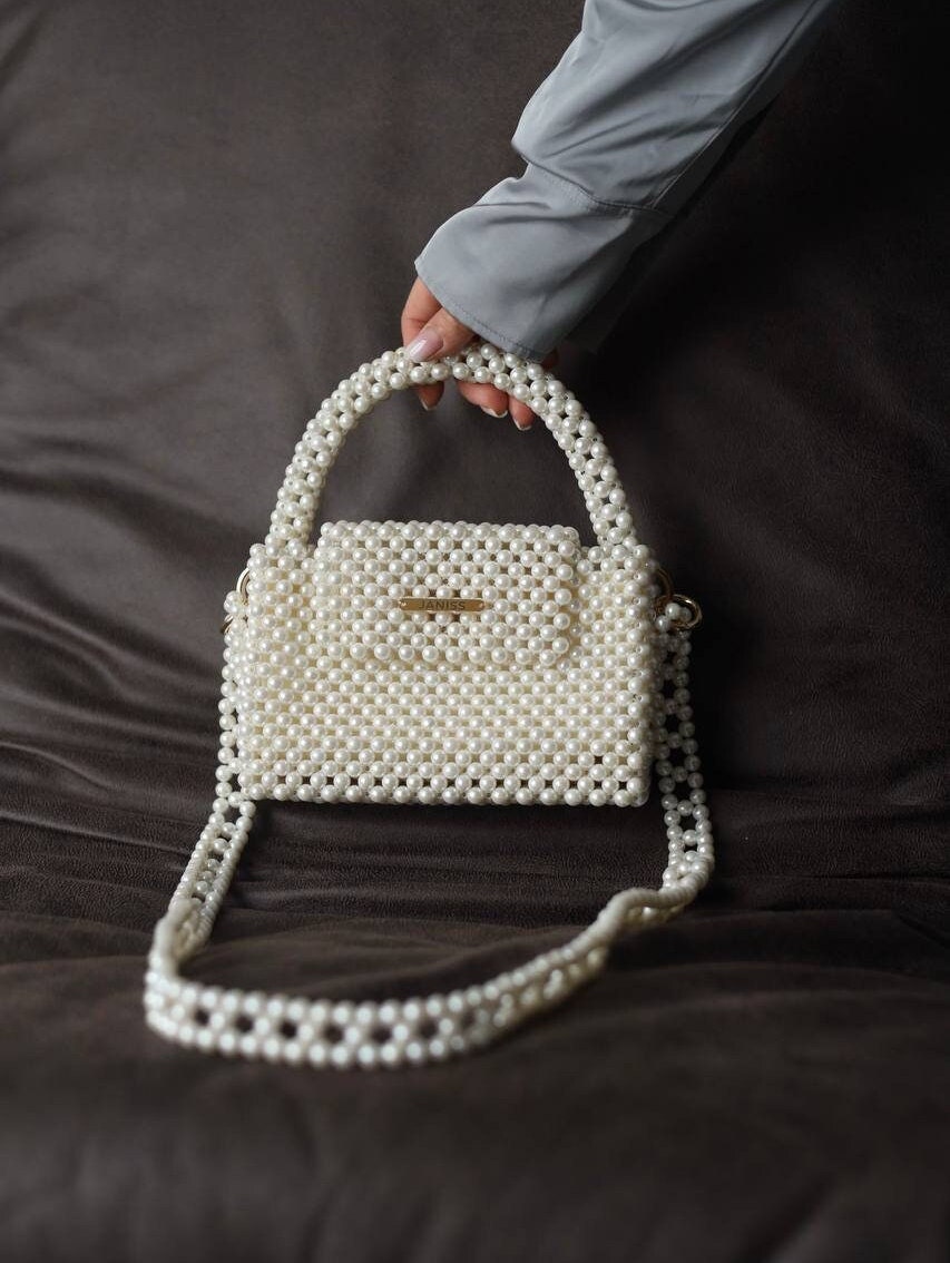Handgemachte Perlen Perle Tasche, Elfenbein Hochzeit Handtasche von JanissBrand