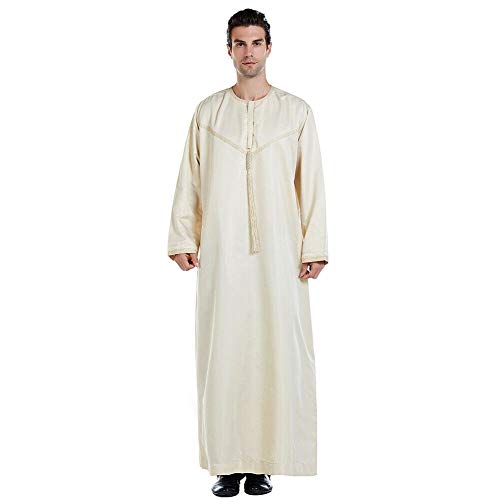 Janjunsi Männer Muslim Islamic Kaftan Jubba Thobe Beiläufige Lose Langarm Vintage Arab Dubai Mittlerer Osten Kandoura Robe von Janjunsi