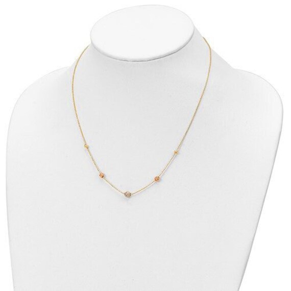 14K Fein 3 Drei Tone Gold Rosa/Rose Weiß Gelb Tricolor Boho Wunderschöne Zierliche Fancy Bead Perlen Gliederkette 18-In-Halskette von JanksyJewels