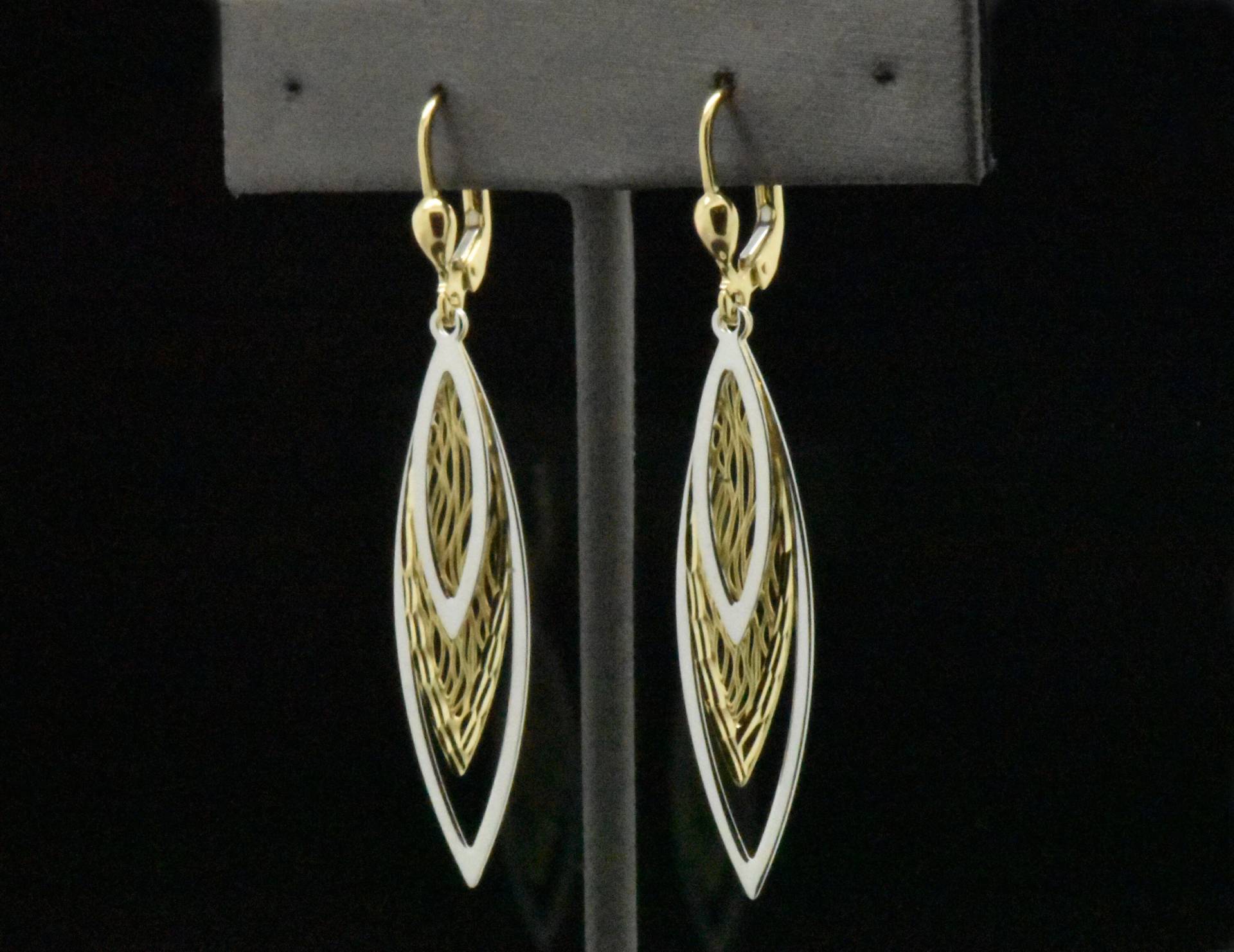 14K Gelb Weiß Zwei Ton Gold Baumeln Leverback Aufwändige Diamant Schliff Wunderschöne Filigrane Teardrop Ohrringe 14K Gelb Weiß Zwei Ton Gold Baumeln Leverback Aufwändige Diamant Schliff Wunderschöne Filigrane Teardrop Ohrringe von JanksyJewels