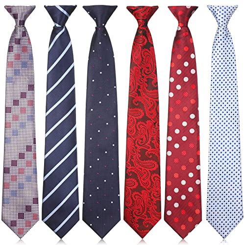 6 Stück Krawatte zum Anklippen für Herren, einfache Krawatte, gestreifte Krawatte, solide karierte Punkte, gemischte Los für Büro, Schule, 50,8 cm, Verschiedene Stile. von Janmercy