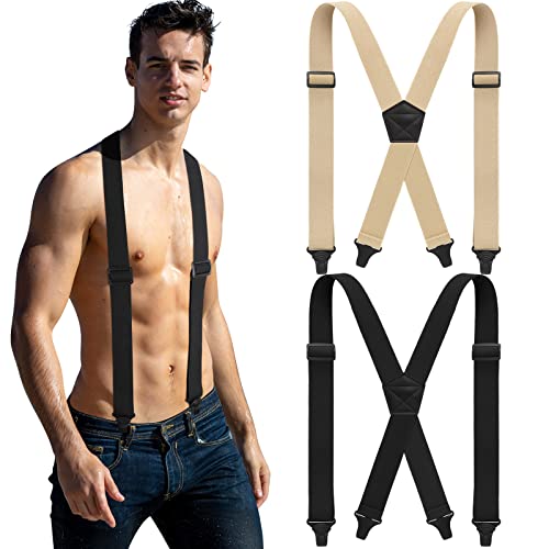 Hosenträger für Herren, Flughafenfreundlich, Kunststoff-Clips, Wandern, versteckte Hosenträger für Herren, 2 Stück, X-Form, Einheitsgröße von Janmercy