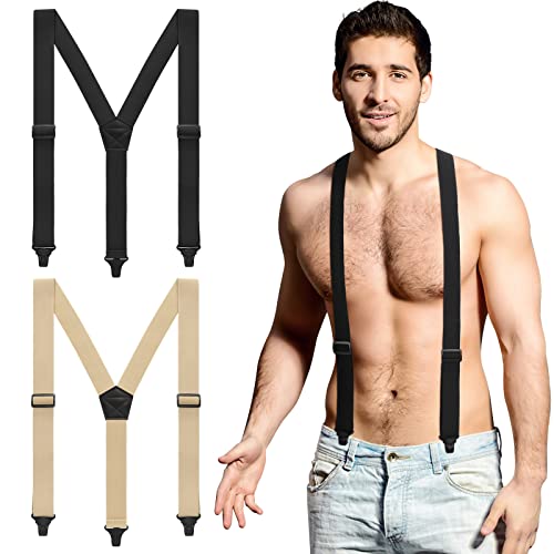 Hosenträger für Herren, Flughafenfreundlich, Kunststoff-Clips, Wandern, versteckte Hosenträger für Herren, 2 Stück, Schwarz, Khaki, Einheitsgröße von Janmercy