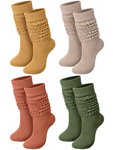Janmercy 4 Paar 80er/90er Neon-Slouch Socken für Damen & Mädchen, Warme Scrunch Socken, Chunky Socken, Größe 38-44, Rustikaler Farbton, Einheitsgröße Janmercy 4 Paar 80er/90er Neon-Slouch Socken für Damen & Mädchen, Warme Scrunch Socken, Chunky Socken, Größe 38-44, Rustikaler Farbton, Einheitsgröße von Janmercy