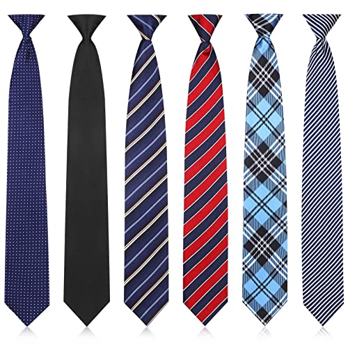 Janmercy 6 Stück Clip on Tie for Men Clip on Easy Necktie Striped Tie Solid Plaid Dots Men's Ties Mixed Lot for Office School, 20 Inch, Retro-Stil von Janmercy