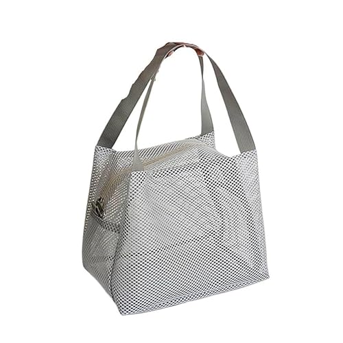 Strandtasche, Strandtasxhe Netztasche mit großer Kapazität und Griff, Reise-Toilettentasche, Make-up-Tasche, tragbare Strandtasche, Kosmetiktasche mit Reißverschluss(White) von Janmobrian