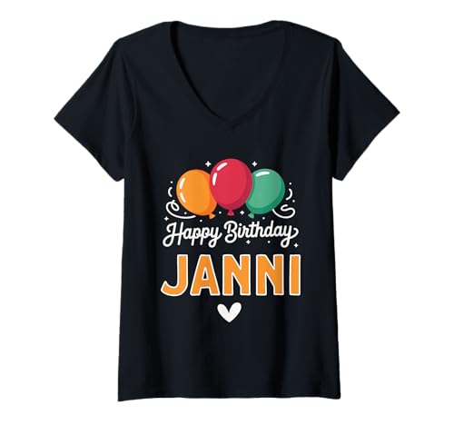 Damen Alles Gute zum Geburtstag Spruch Janni T-Shirt mit V-Ausschnitt Damen Alles Gute zum Geburtstag Spruch Janni T-Shirt mit V-Ausschnitt von Janni Name Spruch für Geburtstag