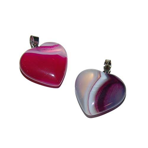 Achat Herz Anhänger Set EIN pinkes und EIN lila Herz mit silberfarbener Metallöse ca. 20 mm Achat Herz Anhänger Set EIN pinkes und EIN lila Herz mit silberfarbener Metallöse ca. 20 mm von Janni-Shop-Anhänger