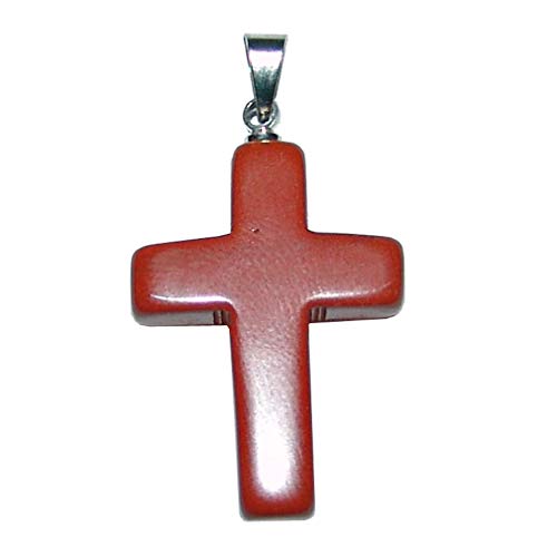 Joyas Janni Anhänger Rotes Kreuz von Jaspis mit silbernem Metallauge, ca. 25 mm, SC-AN-KREUZ-25mm-JAS-01 Marke, Einheitsgröße, Metall, Kein Edelstein von Joyas Janni