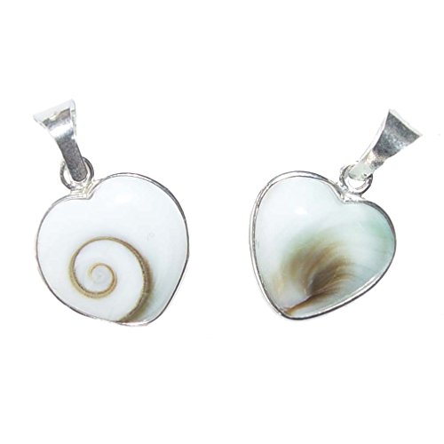 Operculum (Shiva - Auge) 925er Silber Herz Anhänger beidseitig tragbar ca. 10 x 10 mm mit Öse. von Janni-Shop-Anhänger