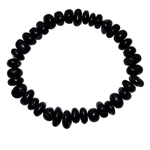 Janni Schmuck Armband Turmalin Black Schörl Armband Polierte Steine SC-Arm-Fan-TU-03 Marke, Einheitsgröße, Unkostbare Metalle, Kein Edelstein von Joyas Janni