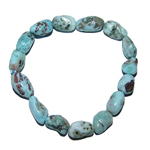 Larimar Atlantisstein Nugget Armband Größe der Nuggets ca. 10-15 mm Größe des Armbandes ca. 19-20 cm auf elastischem Band von Janni-Shop-Armbänder