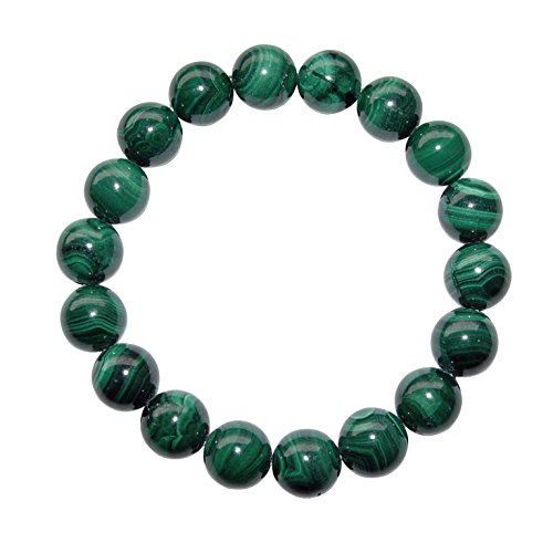 Malachit Armband 10 mm Kugel schöner grün gemaserter ECHTER Malachit A* Qualität.(3831) von Janni-Shop-Armbänder