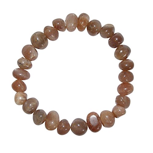 Mondstein Natur dunkel Armband schönes Trommelstein Edelsteinarmband ein echter Hingucker elastisch aufgezogen.(3999) von Janni-Shop-Armbänder