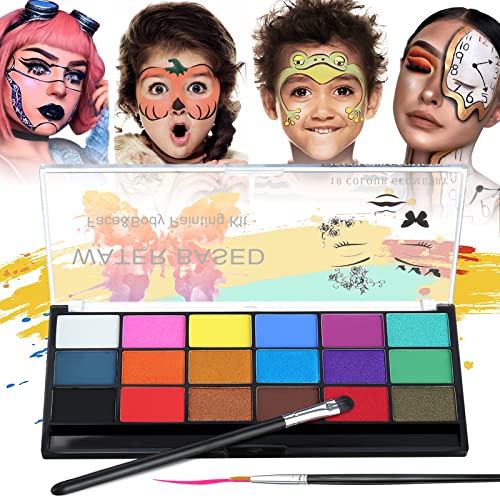 Janolia Gesichtsfarbe Kinderschminken Set, Body Painting Face Paint, Faschingsfarben Gesichtsbemalung mit Bürste, Perfekt Körperbemalung für Cosplay Weihnachten Karneval Halloween Ostern Themenpartys von Janolia