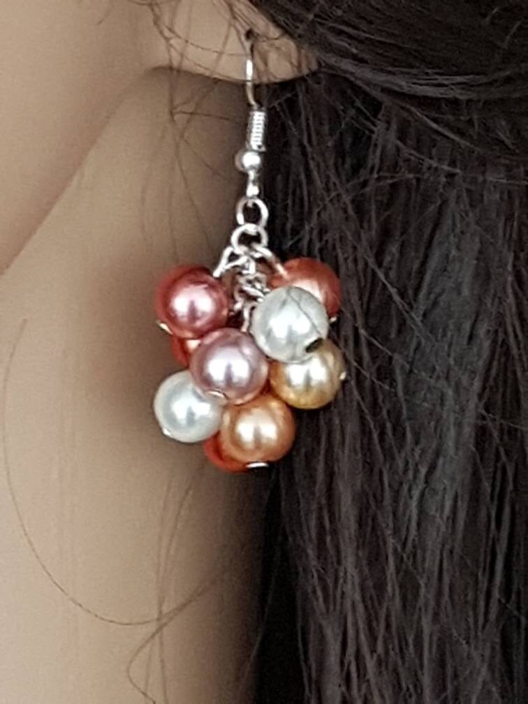 Chunky Cluster Ohrringe, Statement Geschenkideen, Mode Perlen von JansGems2012