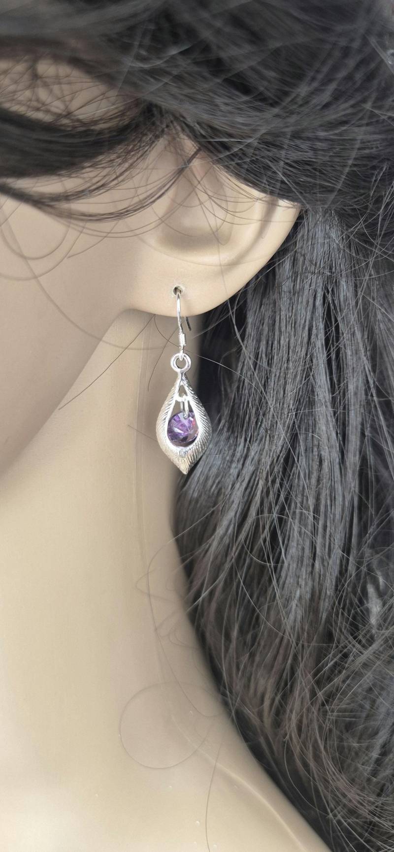 Gemmed Baumeln Mode Ohrringe, 925 Silber Baumeln Lila Edelstein, Geschenkideen von JansGems2012