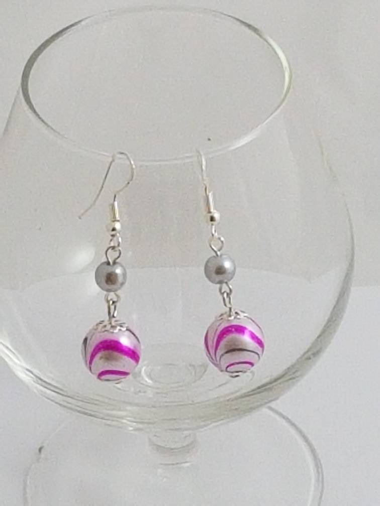 Perlenohrringe, Brautjungfer Ohrringe, Silber Vergoldet Geschenke, Rosa Und Grau Perlen von JansGems2012