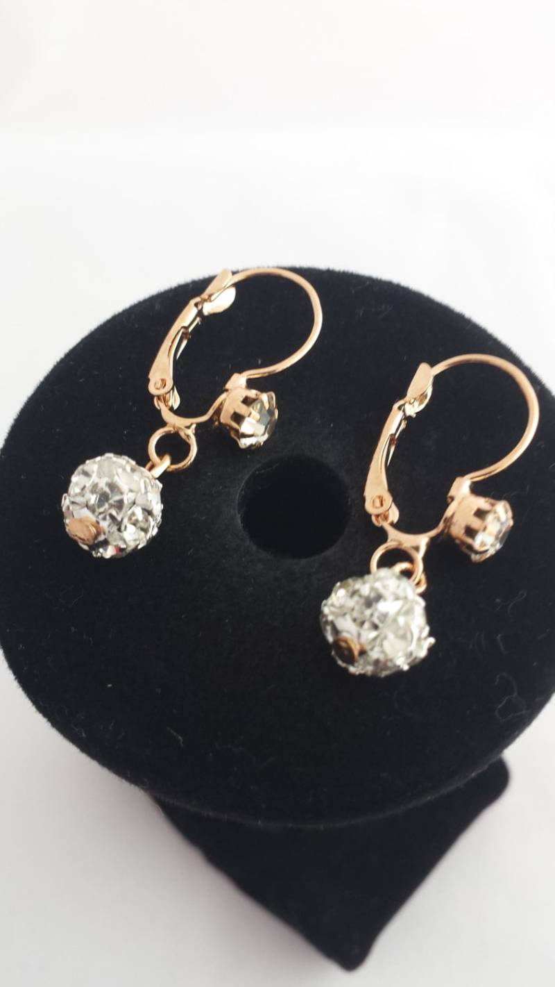 Rose Coloured Gold Ohrringe, Silber Vergoldet, Ohrringe Baumeln, Lehrer Geschenke, Braut Hochzeiten von JansGems2012