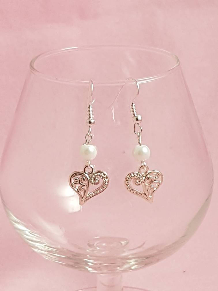 Silber Vergoldet Herz Form Ohrringe, Helle Baumwinkel Ohrringe von JansGems2012