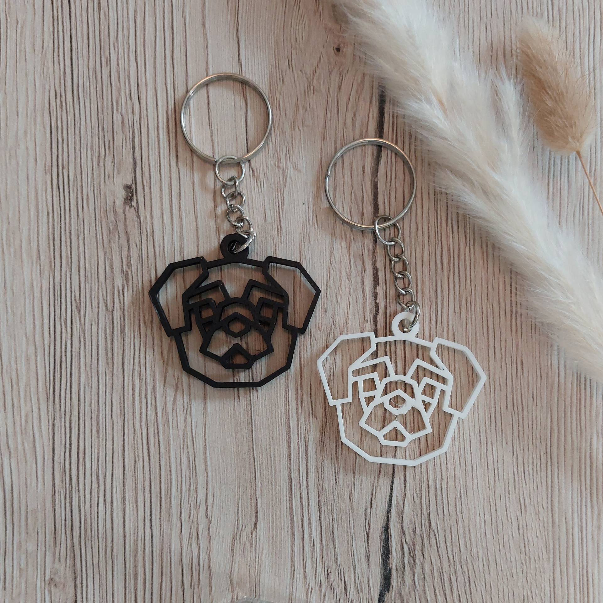 Mops/Hund Schlüsselanhänger/Taschenanhänger, 3D Gedruckt, Einzigartiges Geschenk, Schwarz, Weiß , Pla/Kunststoff Mops/Hund Schlüsselanhänger/Taschenanhänger, 3D Gedruckt, Einzigartiges Geschenk, Schwarz, Weiß , Pla/Kunststoff von Jansprint