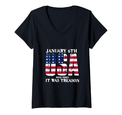Damen 6. Januar USA Never Forget It was Treason T-Shirt mit V-Ausschnitt von January 6th Usa Never Forget It Was Treason
