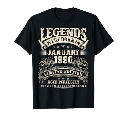 Retro 35. Geburtstag Geschenke für Männer 35 Jahre alt Januar 1990 T-Shirt Retro 35. Geburtstag Geschenke für Männer 35 Jahre alt Januar 1990 T-Shirt von January Birthday Gifts For Legendary Men Apparel