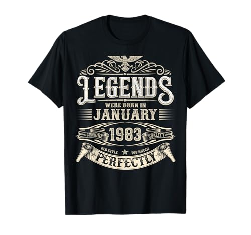 Januar 1983 Geburtstag Retro 42 Jahre alt Geburtstag Geschenke für Männer T-Shirt von January Birthday gifts For Men My Legendary Man