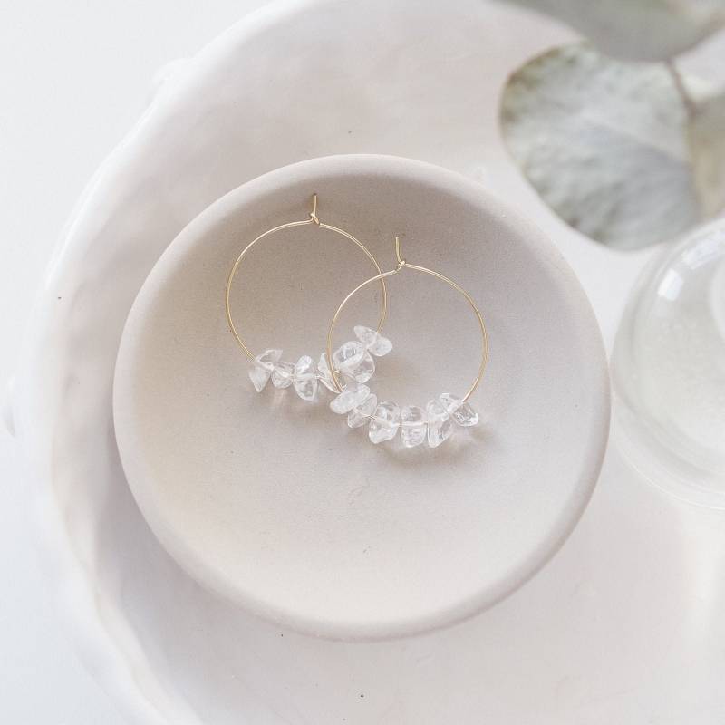 Gold Und Bergkristall Midi Creolen Gold Und Bergkristall Midi Creolen von JanuaryElevenCo