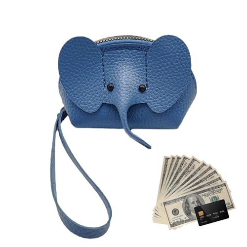 Janurium Elefanten-Geldbörse – leichte kleine Geldbörse | Robustes Kreditkartenetui, Kleintier-Münzgeldbörse für Damen mit Reißverschluss, Pu-Leder-Wechselgeldbörsen von Janurium