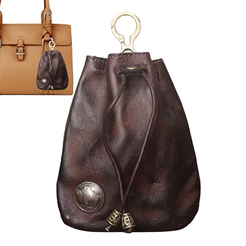Handtasche aus Kuhfell - Leichte Retro Aufbewahrungstasche, kleine Ledertasche, langlebige Münzaufbewahrungstasche | Kleine Ledermünztasche mit Kordelzug, Münzbeutel, Se référer au descriptif, von Janurium