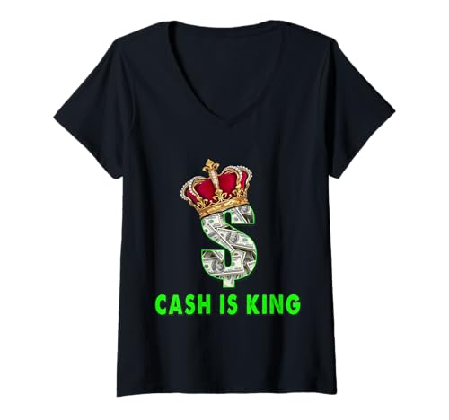 Damen Cash Is King Einzigartiges Design T-Shirt mit V-Ausschnitt Damen Cash Is King Einzigartiges Design T-Shirt mit V-Ausschnitt von Janus Squared Cash Is King Unique Design
