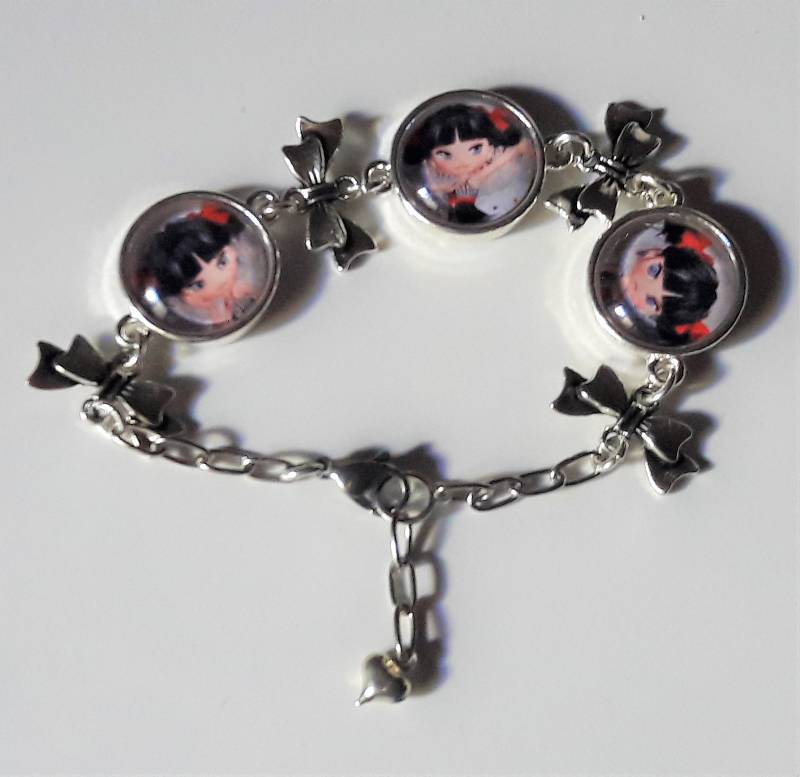 Glas-Cabochon-Armband, Knotenverbinder Aus Silbernem Metall, Kette Edelstahl Glas-Cabochon-Armband, Knotenverbinder Aus Silbernem Metall, Kette Edelstahl von Janyscrea
