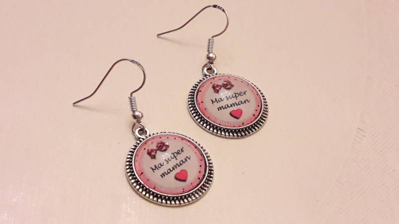 Ohrringe Mit Glascabochon, 925Er Silberhaken Ohrringe Mit Glascabochon, 925Er Silberhaken von Janyscrea