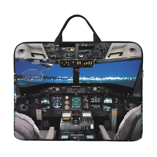 14 Zoll Laptoptasche mit Flugzeug-Cockpit-Druck, tragbarer Griff, Geschäftsreisen, Zubehörtasche für Notebook, Tablet von JaoXer