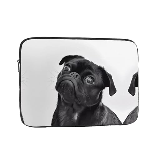 17 Zoll Stilvolle Laptoptasche - Niedlicher schwarzer Mops Hund Full-Print Canvas Handtasche - Perfekt für Männer und Frauen Geschäftsreisen 17 Zoll Stilvolle Laptoptasche - Niedlicher schwarzer Mops Hund Full-Print Canvas Handtasche - Perfekt für Männer und Frauen Geschäftsreisen von JaoXer