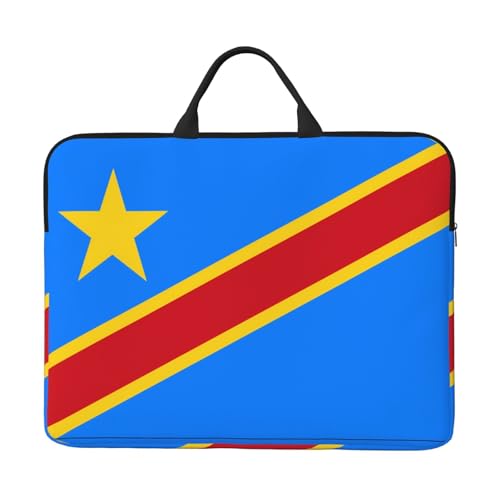 35,6 cm (14 Zoll) Laptoptasche mit Motiv Flagge des Kongo, tragbarer Griff, Geschäftsreisen, Zubehörtasche für Notebook, Tablet von JaoXer