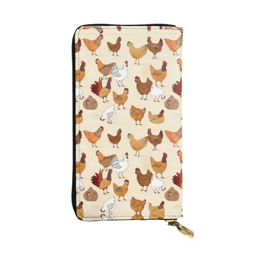 A Brood of Chickens Print Leather Long Clutch Wallet for Women - Fashion with Multiple Card Slots, Coin Pocket, Black, One Size A Brood of Chickens Print Leather Long Clutch Wallet for Women - Fashion with Multiple Card Slots, Coin Pocket, Black, One Size von JaoXer