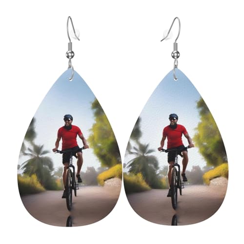 Active Lifestyle Print Leder Ohrringe für Frauen - baumelnde Tropfenohrringe, perfekt für Partys und Kostümzubehör, Einheitsgröße, Leder, kein Edelstein von JaoXer