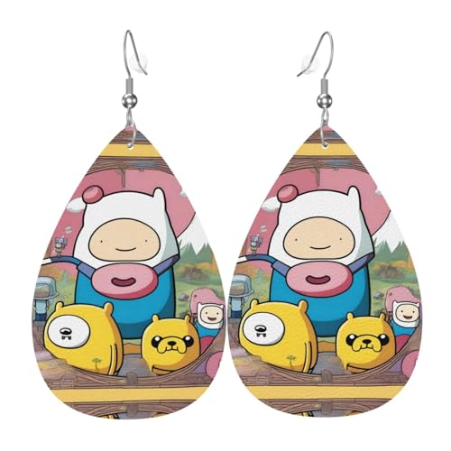 Adventure Time Print Leder Ohrringe für Frauen - baumelnde Tropfenohrringe, perfekt für Partys und Kostümzubehör, Einheitsgröße, Leder, kein Edelstein Adventure Time Print Leder Ohrringe für Frauen - baumelnde Tropfenohrringe, perfekt für Partys und Kostümzubehör, Einheitsgröße, Leder, kein Edelstein von JaoXer