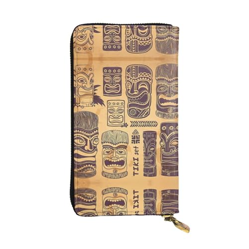 Aloha Tiki Pattern Print Leder Lange Clutch Geldbörse für Frauen - Mode mit mehreren Kartenfächern, Münzfach von JaoXer