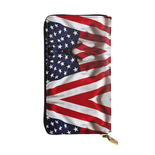 Amerikanische Flagge Druck Leder Lange Clutch Geldbörse für Frauen - Mode mit mehreren Kartenfächern, Münzfach Amerikanische Flagge Druck Leder Lange Clutch Geldbörse für Frauen - Mode mit mehreren Kartenfächern, Münzfach von JaoXer