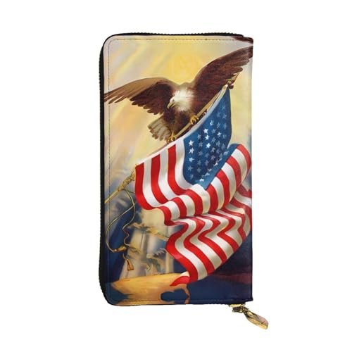 Amerikanische USA Flagge Adler Kunstdruck Leder Lange Clutch Geldbörse für Frauen - Mode mit mehreren Kartenfächern, Münzfach, Schwarz, Einheitsgröße Amerikanische USA Flagge Adler Kunstdruck Leder Lange Clutch Geldbörse für Frauen - Mode mit mehreren Kartenfächern, Münzfach, Schwarz, Einheitsgröße von JaoXer